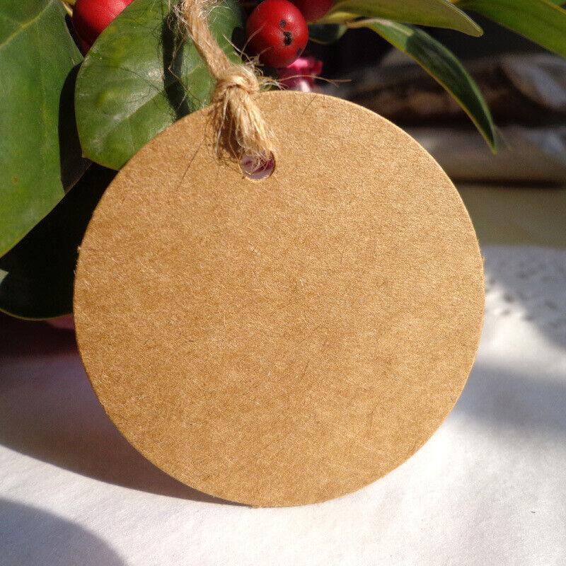 Other Wedding Decorations: 200Pcs Kraft Paper Tags Round 5X5 Cm Brown Card Cardboard Wedding Party Gift Diy