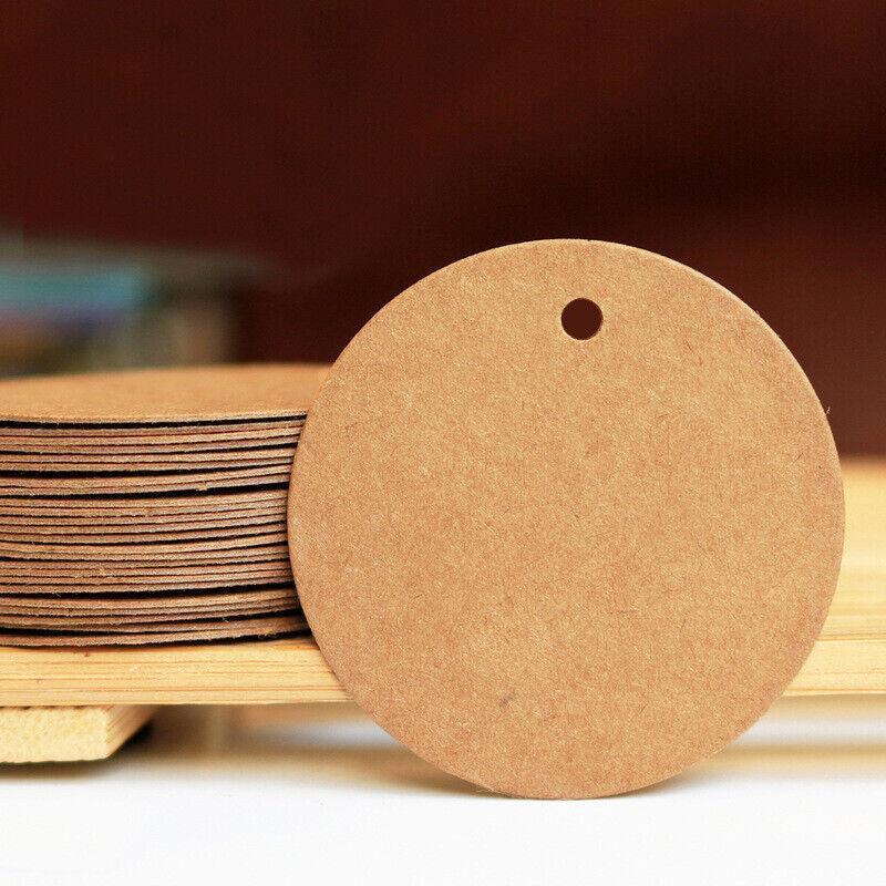 Other Wedding Decorations: 200Pcs Kraft Paper Tags Round 5X5 Cm Brown Card Cardboard Wedding Party Gift Diy