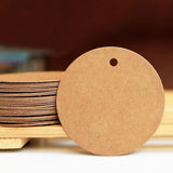 Other Wedding Decorations: 200Pcs Kraft Paper Tags Round 5X5 Cm Brown Card Cardboard Wedding Party Gift Diy