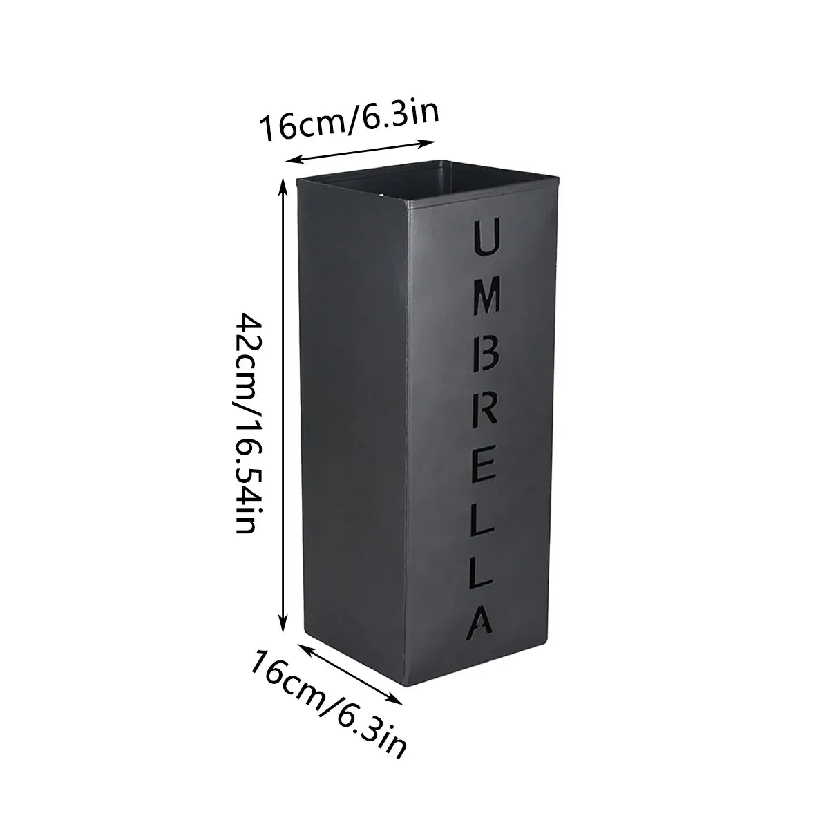 Umbrella Bucket Storage Cylinder Square Storing Umbrellas Home Office Organizer - Black