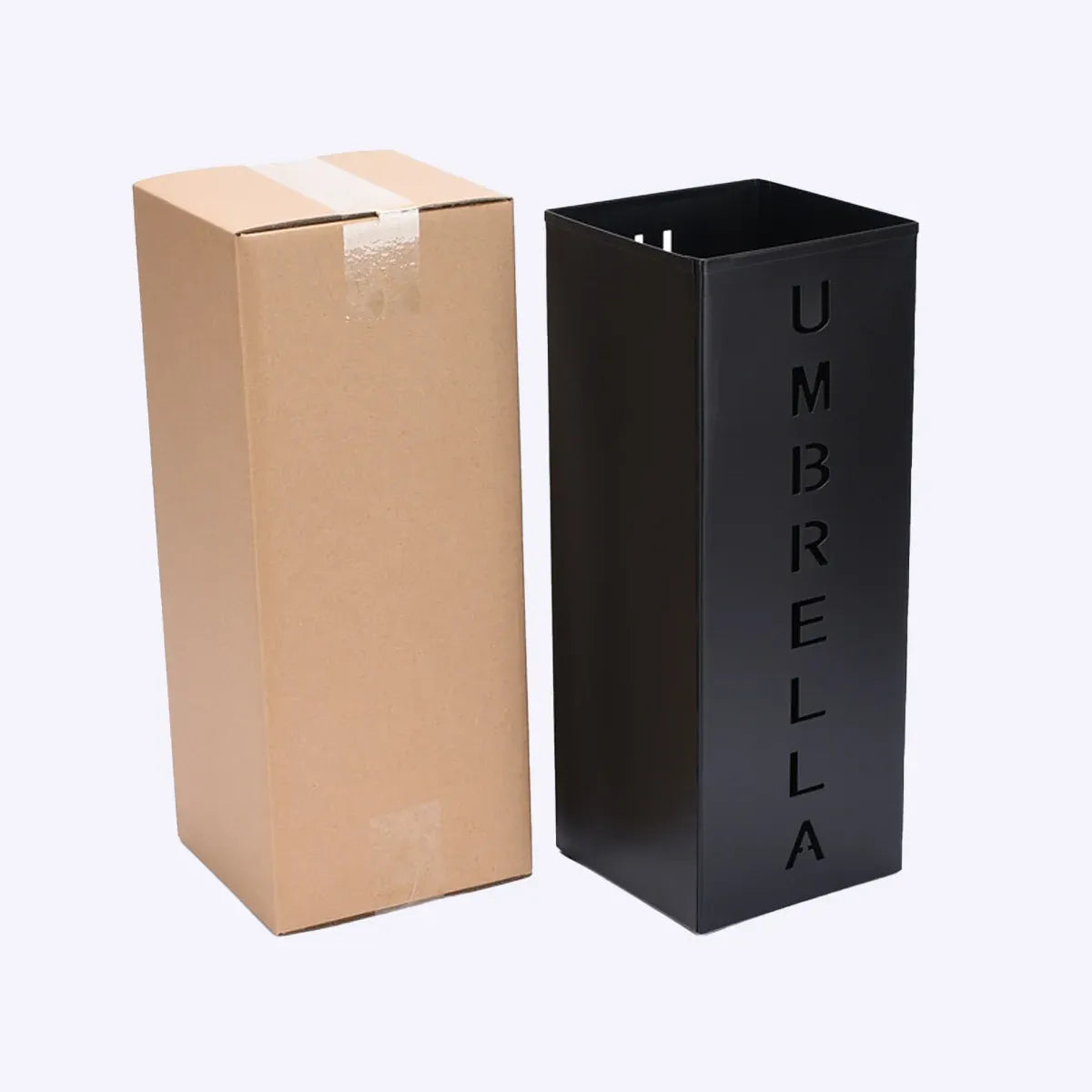 Umbrella Bucket Storage Cylinder Square Storing Umbrellas Home Office Organizer - Black