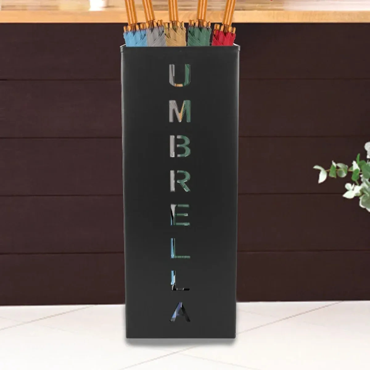 Umbrella Bucket Storage Cylinder Square Storing Umbrellas Home Office Organizer - White