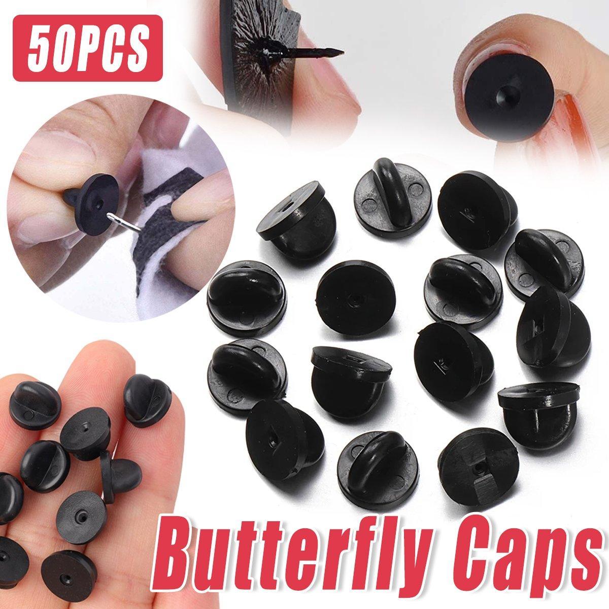 Men's Accessories: 50PCS Black Butterfly Pin Backs Plastic Locking Caps for Badges Lapel Pins Brooches