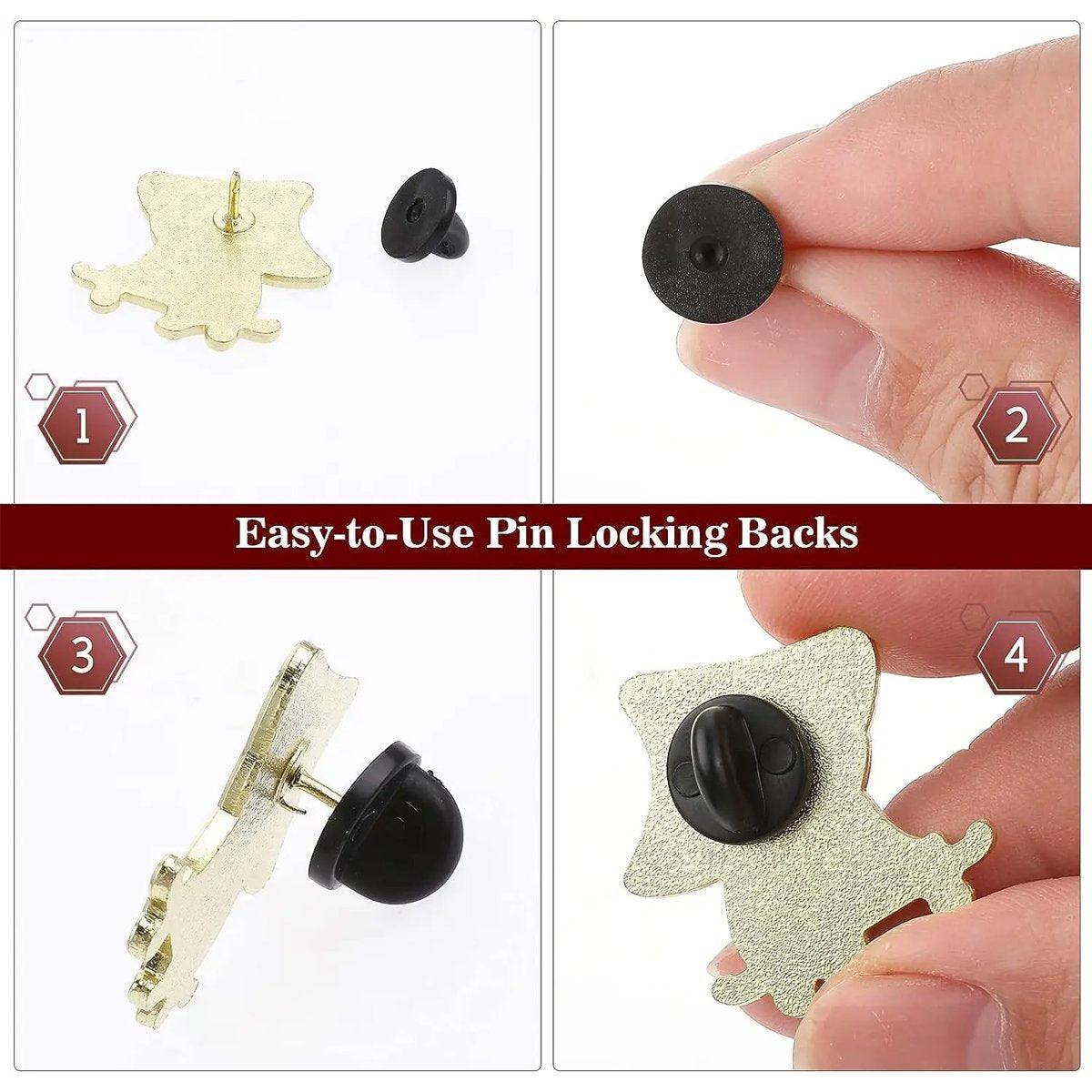 Men's Accessories: 50PCS Black Butterfly Pin Backs Plastic Locking Caps for Badges Lapel Pins Brooches