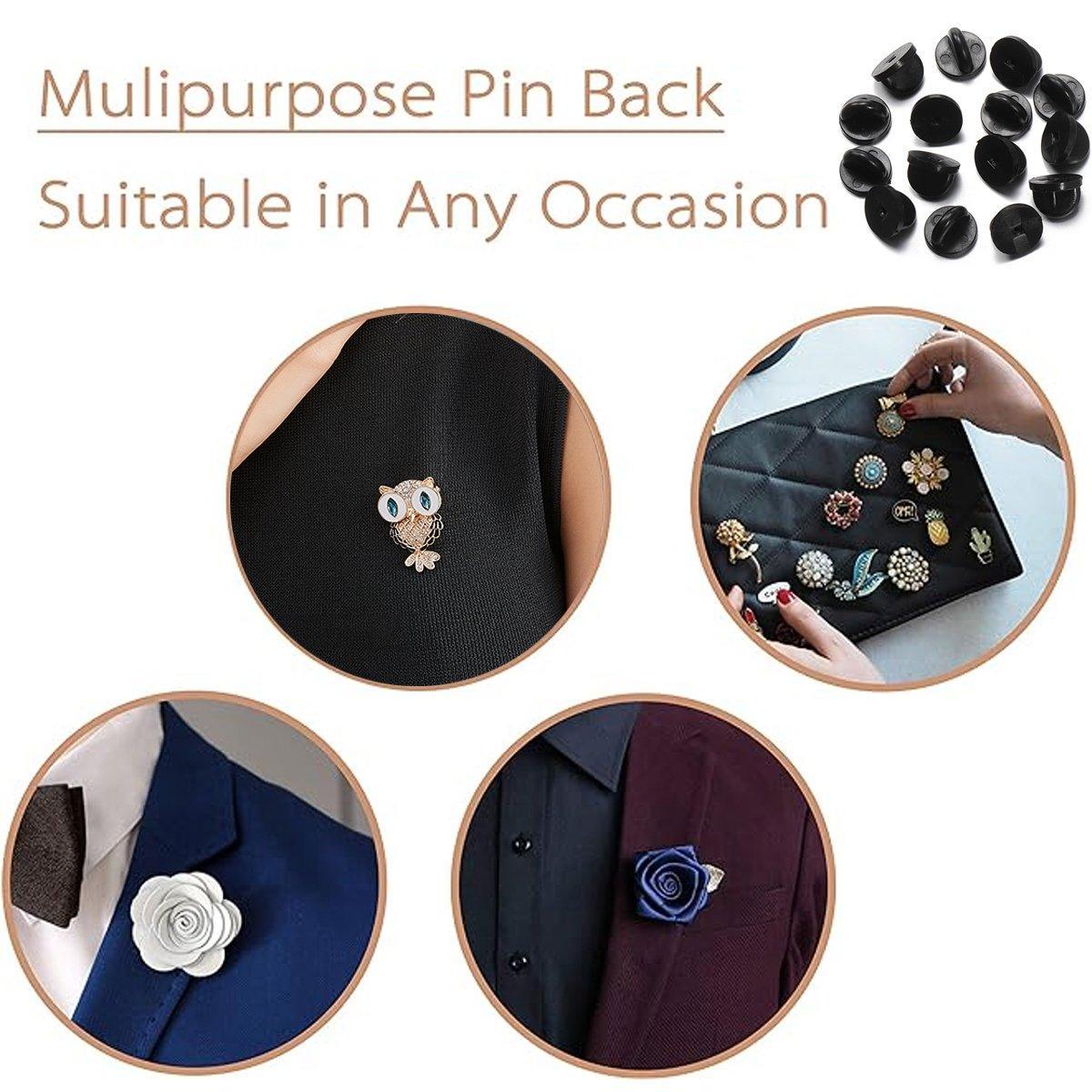 Men's Accessories: 50PCS Black Butterfly Pin Backs Plastic Locking Caps for Badges Lapel Pins Brooches