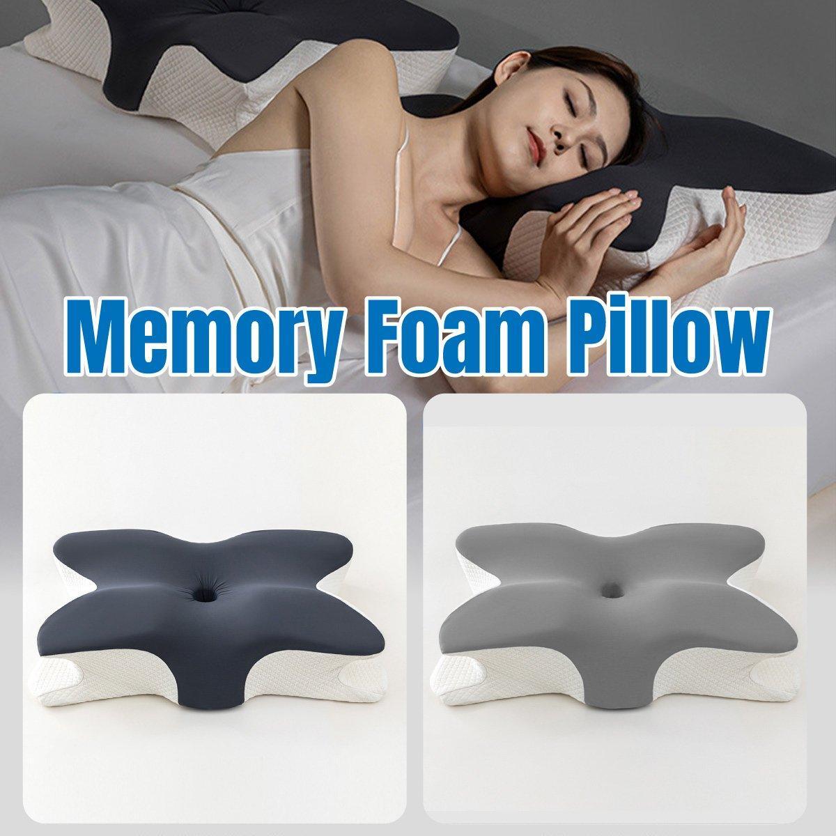 Cushions & Throws: Memory Foam Butterfly Pillow Neck Support Slow Rebound Cervical Pillow - Dark Grey