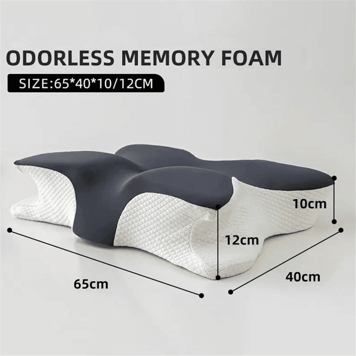 Memory Foam Butterfly Pillow Neck Support Slow Rebound Cervical Pillow - Light Grey
