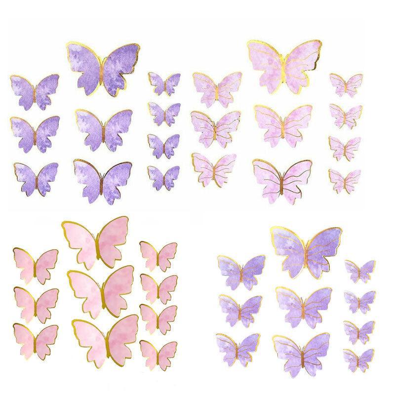 Party Supplies: 10Pcs Butterfly Paper Toppers Happy Birthday Cake & Festival Theme Decor - Pink Phnom Penh