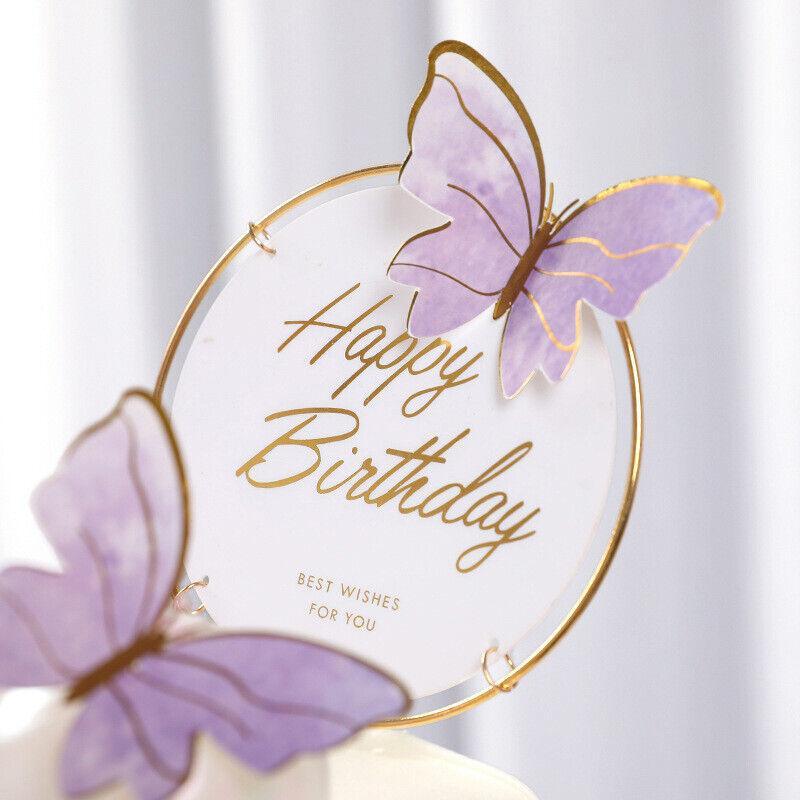 Party Supplies: 10Pcs Butterfly Paper Toppers Happy Birthday Cake & Festival Theme Decor - Pink Phnom Penh