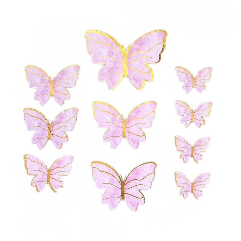 Party Supplies: 10Pcs Butterfly Paper Toppers Happy Birthday Cake & Festival Theme Decor - Pink Phnom Penh