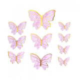 10Pcs Butterfly Paper Toppers Happy Birthday Cake & Festival Theme Decor - Purple Stripe