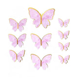 10Pcs Butterfly Paper Toppers Happy Birthday Cake & Festival Theme Decor - Purple Stripe