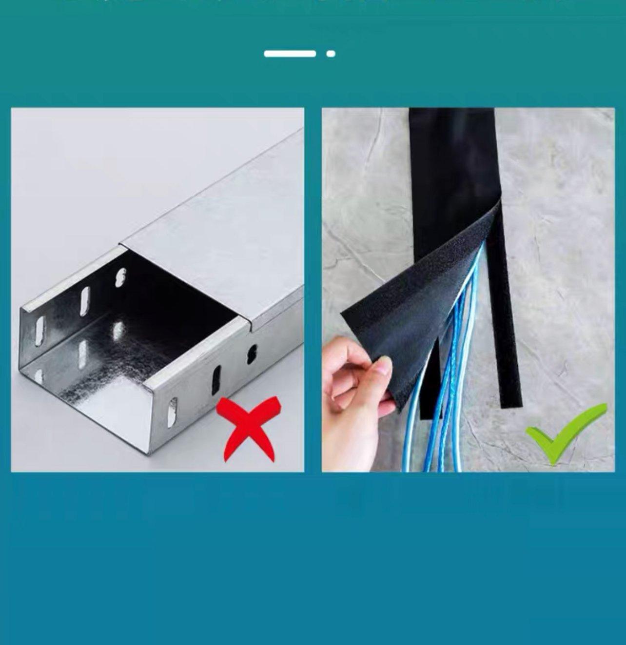 Cable Management: Cable Cover Nylon Sticky Wire Protector Floor Blanket Reusable Cord Tube Cover - Black-3Meter(with adhesive)-Floor