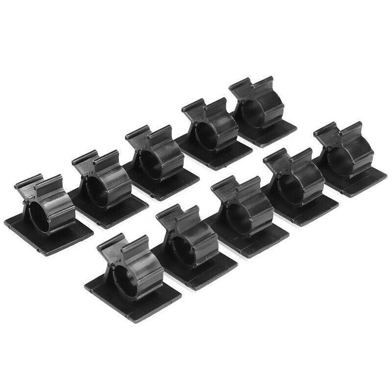 Cable Management: Adhesive Cord Management Cable Clips Black Wire Holder Organizer Clamp - 10PCS