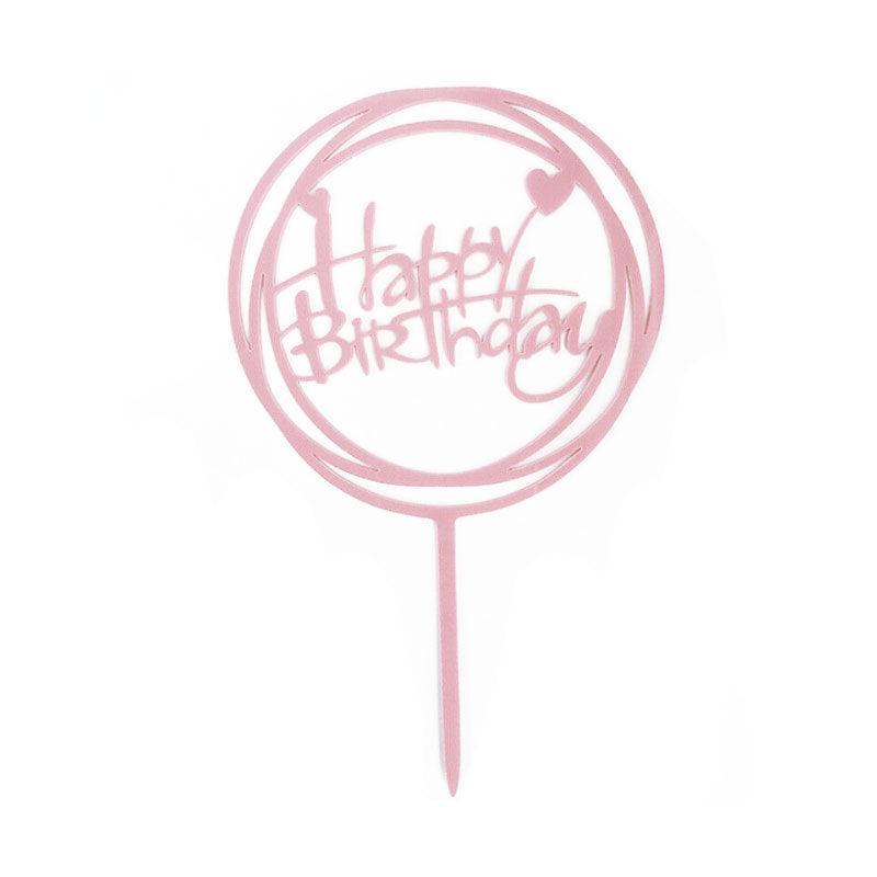 Party Supplies: Happy Birthday Acrylic Cake Topper Cake Decoration Golden Silver Party - Blue- Heart