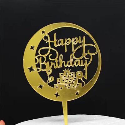 Party Supplies: Happy Birthday Acrylic Cake Topper Cake Decoration Golden Silver Party - Red-Heart
