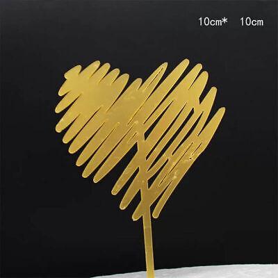 Party Supplies: Happy Birthday Acrylic Cake Topper Cake Decoration Golden Silver Party - Red-Heart