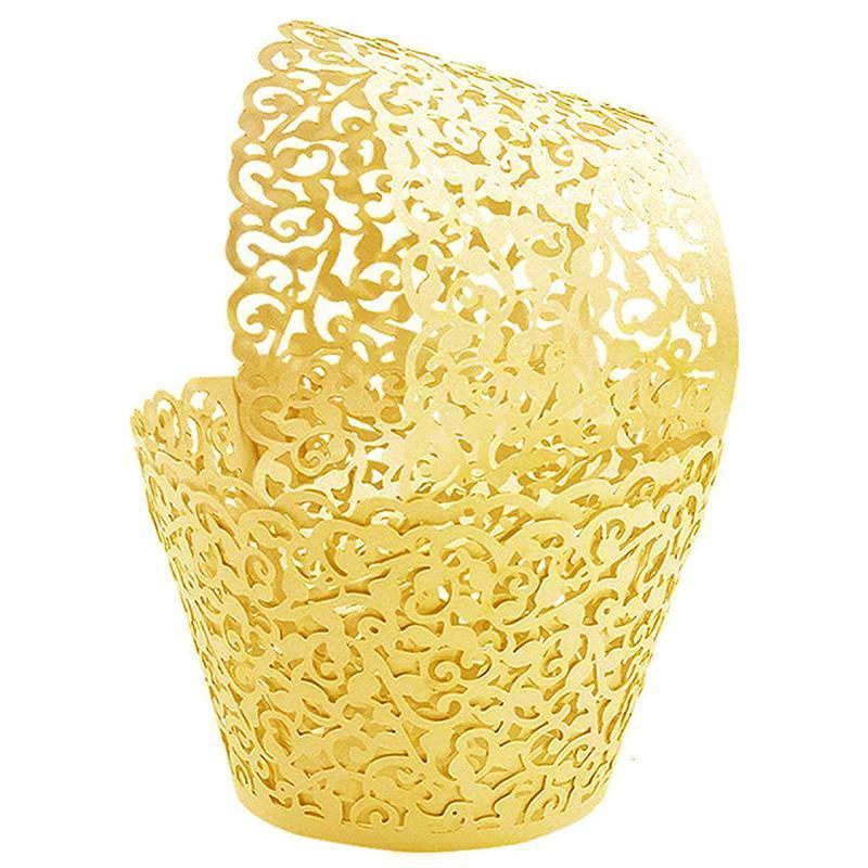 Bakeware & Accessories: 25pcs Laser Cut Cupcake Wrappers Wedding Party Baking Decorations in 8 Colours - Black