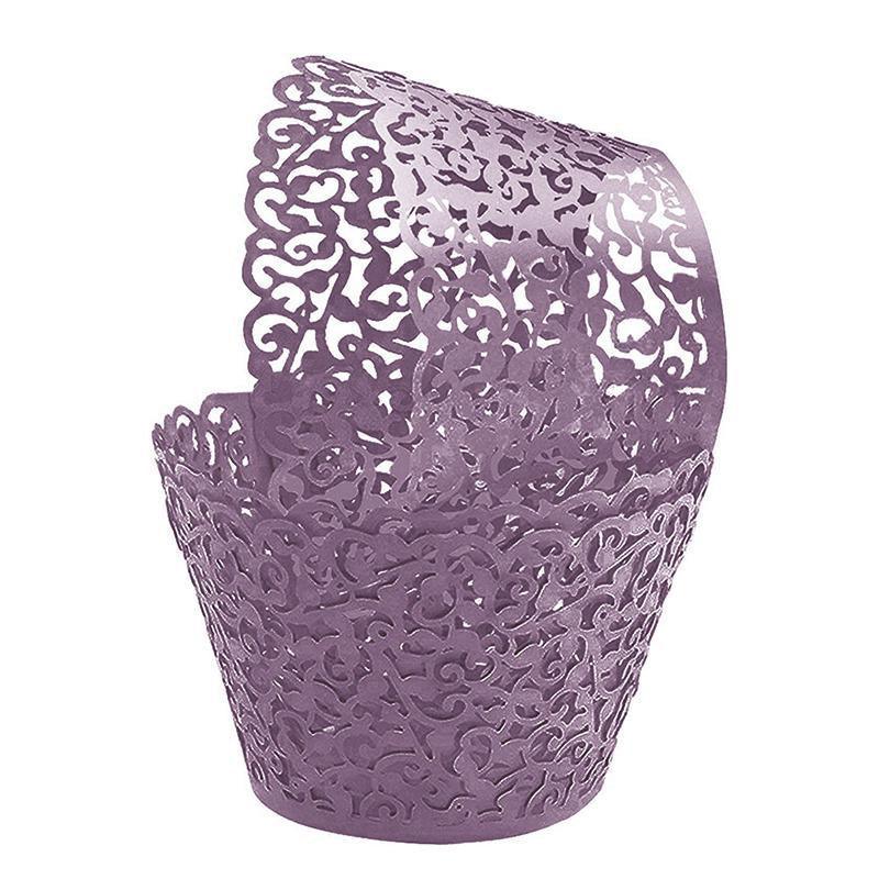 Bakeware & Accessories: 25pcs Laser Cut Cupcake Wrappers Wedding Party Baking Decorations in 8 Colours - Black