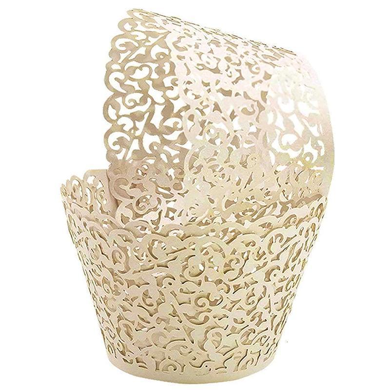 Bakeware & Accessories: 25pcs Laser Cut Cupcake Wrappers Wedding Party Baking Decorations in 8 Colours - Black