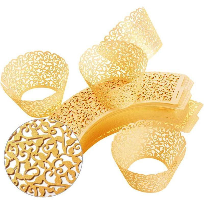 Bakeware & Accessories: 25pcs Laser Cut Cupcake Wrappers Wedding Party Baking Decorations in 8 Colours - Light Purple