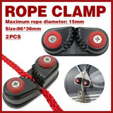 Boating Accessories: Rope Clamp Set 2PCS Aluminum Alloy Black Clip Plate Sailboat Kayak Canoe Outdoor