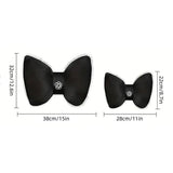 Automotive Parts: Black Bowknot Neck Pillow Plush Bow Tie Soft Plush Car Headrest Waist Support - Waist
