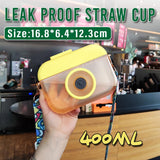 Novelty Gifts: Plastic Camera Straw Mug Backpack Leak Proof Outdoor Travel Mug Hiking Camping
