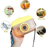 Novelty Gifts: Plastic Camera Straw Mug Backpack Leak Proof Outdoor Travel Mug Hiking Camping