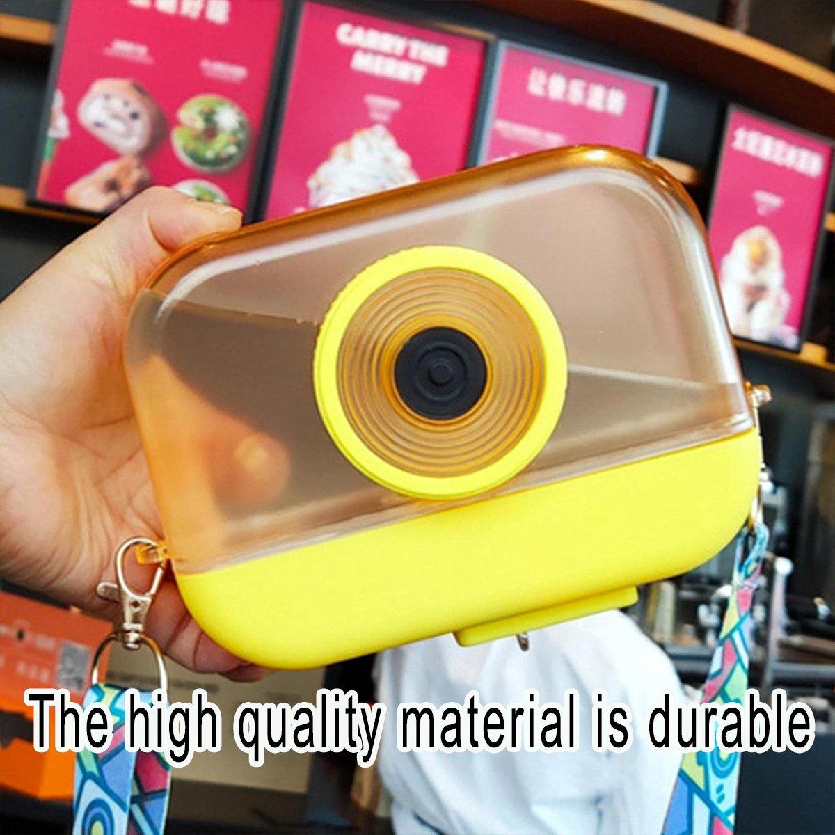Novelty Gifts: Plastic Camera Straw Mug Backpack Leak Proof Outdoor Travel Mug Hiking Camping