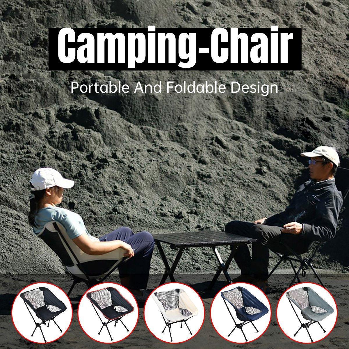 Outdoor Chairs: Outdoor Portable Lightweight Folding Camping Chair High Back Fishing Chair - Dark Blue