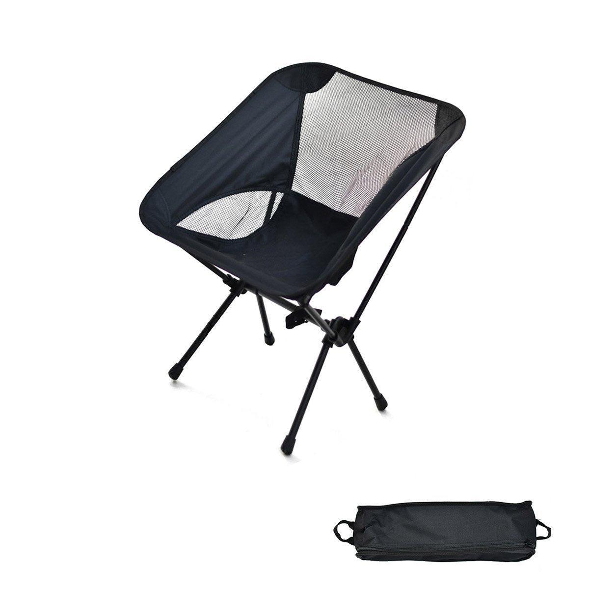 Outdoor Chairs: Outdoor Portable Lightweight Folding Camping Chair High Back Fishing Chair - Dark Blue