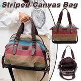 Women's Handbags: Rainbow Stripe Canvas Bag Patchwork Tote Bag Fashion Handbag Women Shoulder Bag