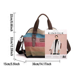 Women's Handbags: Rainbow Stripe Canvas Bag Patchwork Tote Bag Fashion Handbag Women Shoulder Bag