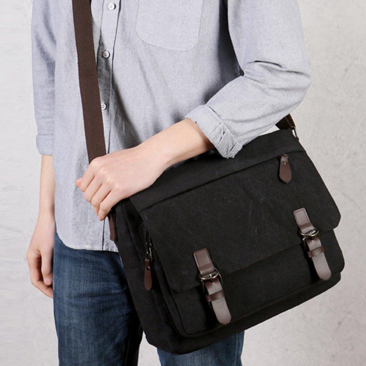 Men's Accessories: Canvas Messenger Shoulder Bag Large Capacity Crossbody Travel Work Handbag