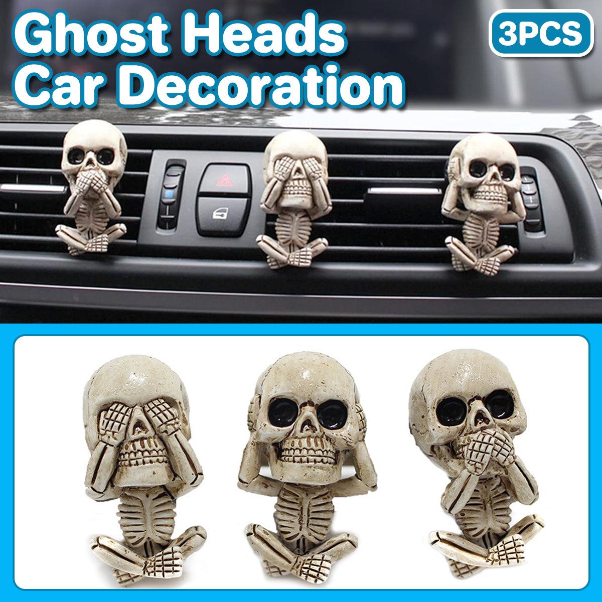 Automotive Decor: 3pcs Ghost Head Car Decoration Accessories Halloween Ornament Vehicle Interior