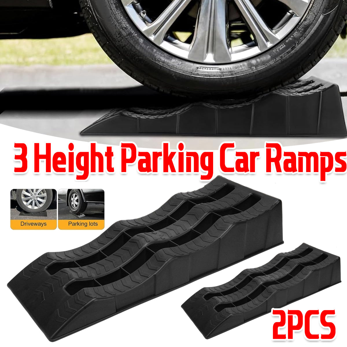Automotive Parts: 2pcs Plastic Three Step Parking Tire Pads for Cars Recreational Vehicles RV