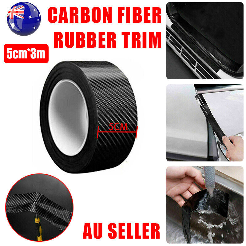 Automotive Parts: Cardoor Sill Protector Strip Carbon Fiber Bumper Sticker Rubber Trim Edge 5Cm*3M