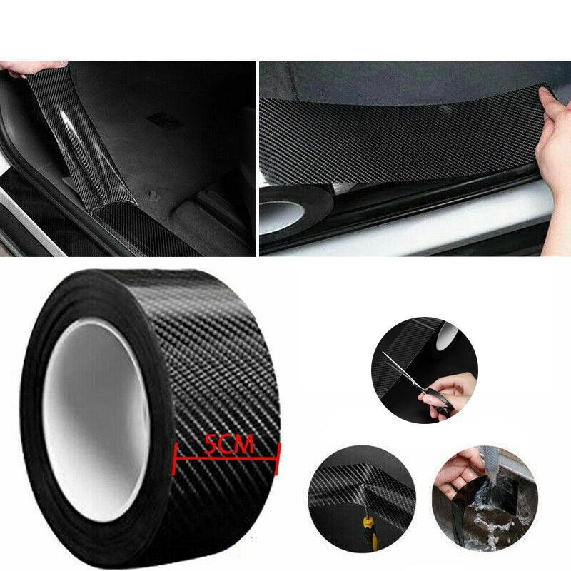 Automotive Parts: Cardoor Sill Protector Strip Carbon Fiber Bumper Sticker Rubber Trim Edge 5Cm*3M