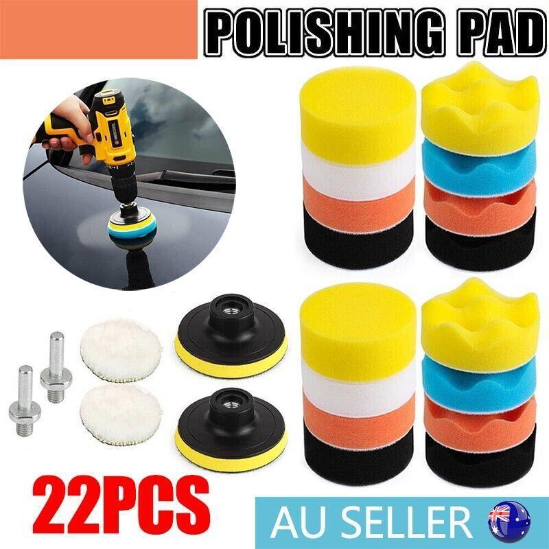 Automotive Cleaning: 22Pcs 3" Buffing Waxing Polishing Sponge Pads Kit Set For Car Polisher Drill Au