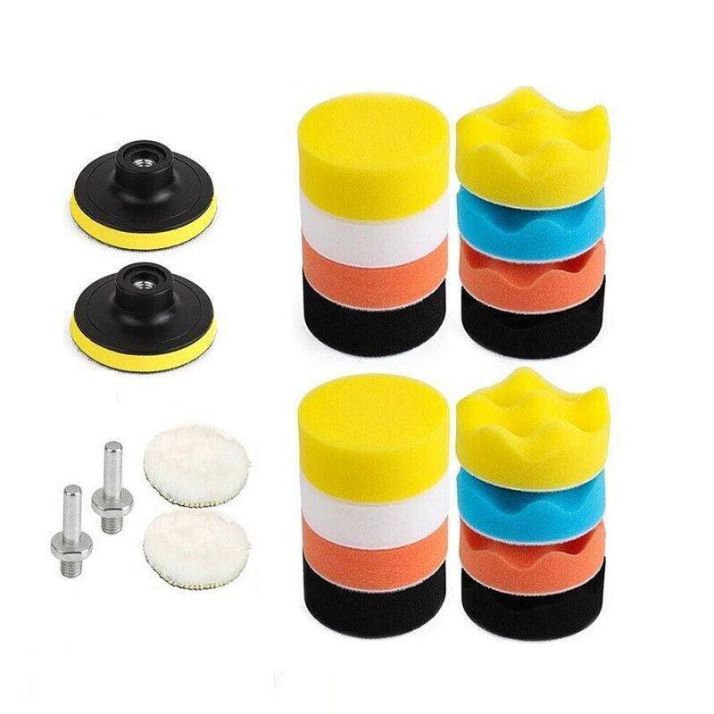 Automotive Cleaning: 22Pcs 3" Buffing Waxing Polishing Sponge Pads Kit Set For Car Polisher Drill Au