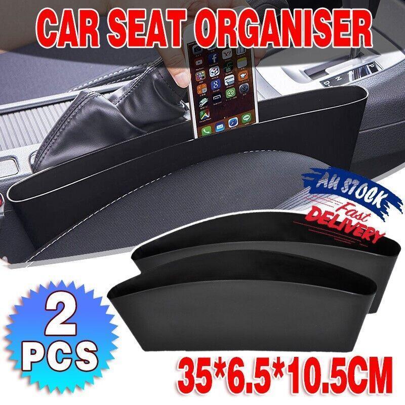 Automotive Decor: 2PCS Seat Side Gap Organiser Storage Box for Phone and Keys Black