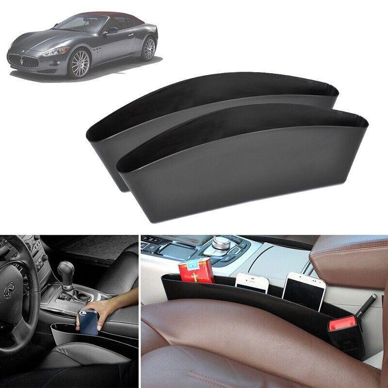 Automotive Decor: 2PCS Seat Side Gap Organiser Storage Box for Phone and Keys Black