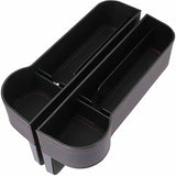Automotive Decor: PU Leather Seat Side Gap Storage Box with Phone and Bottle Holder for Car Interior - Black