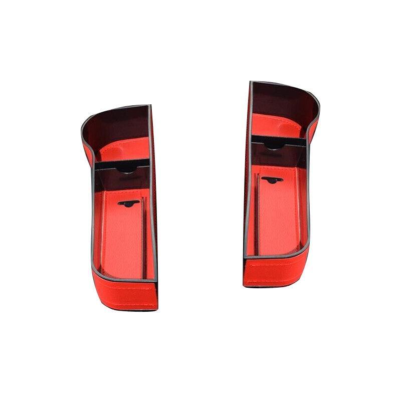 PU Leather Seat Side Gap Storage Box with Phone and Bottle Holder for Car Interior - Brown