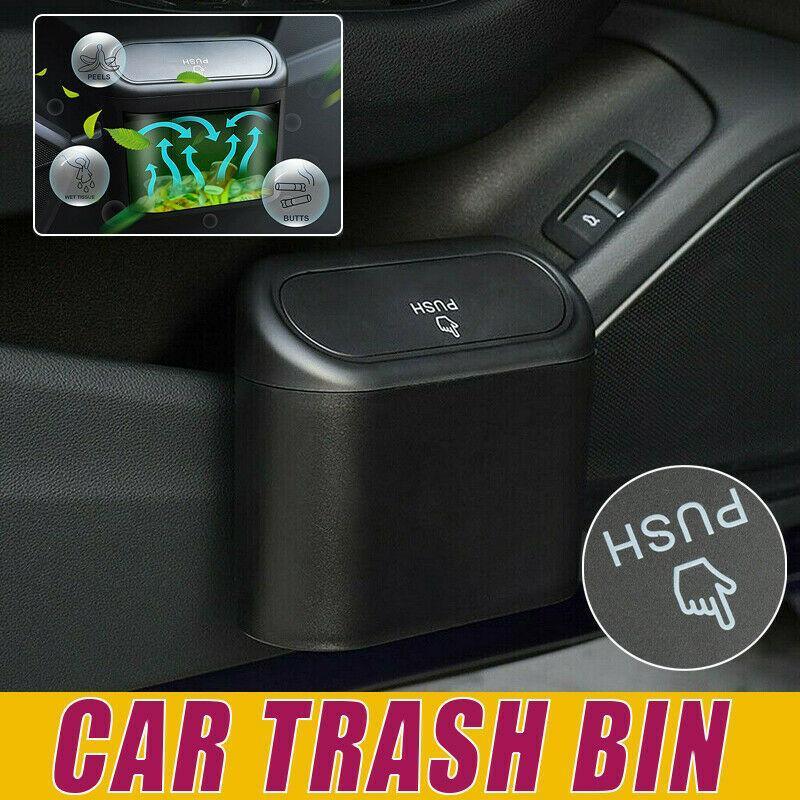 Automotive Decor: Mini Car Trash Bin with Lid Multifunction Rubbish Can for Vehicle Office Desktop Use