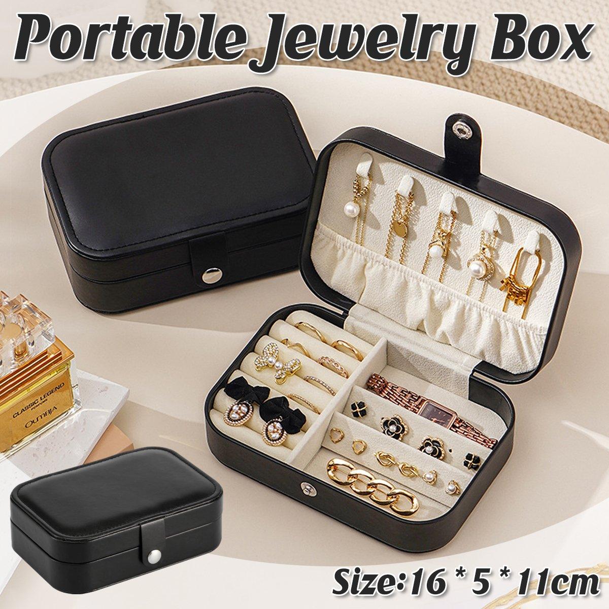 Jewellery Making Kits: Black Travel Portable Jewelry Box Minimalist Jewelry Organizer Storage Case