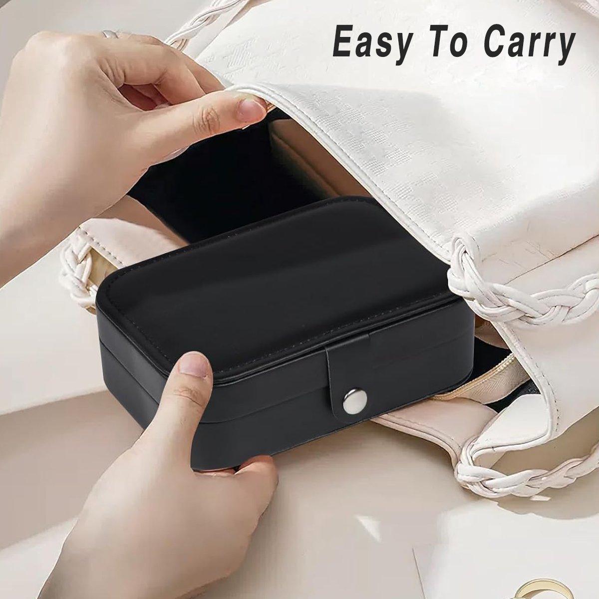 Jewellery Making Kits: Black Travel Portable Jewelry Box Minimalist Jewelry Organizer Storage Case