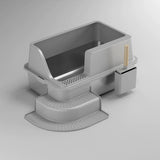Reptile & Amphibian Habitats: Semi Enclosed Large Stainless Steel Cat Litter Box Durable Easy Clean Cat Toilet
