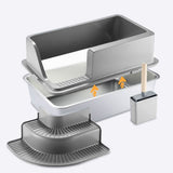 Reptile & Amphibian Habitats: Semi Enclosed Large Stainless Steel Cat Litter Box Durable Easy Clean Cat Toilet